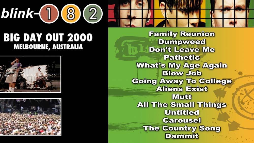 Blink 182 big day out 2000 melbourne australia film 2000